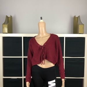 Burgundy Crop Sweatshirt